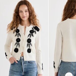 White Alex Mill cardigan with black flowers - size L - never worn - has tags